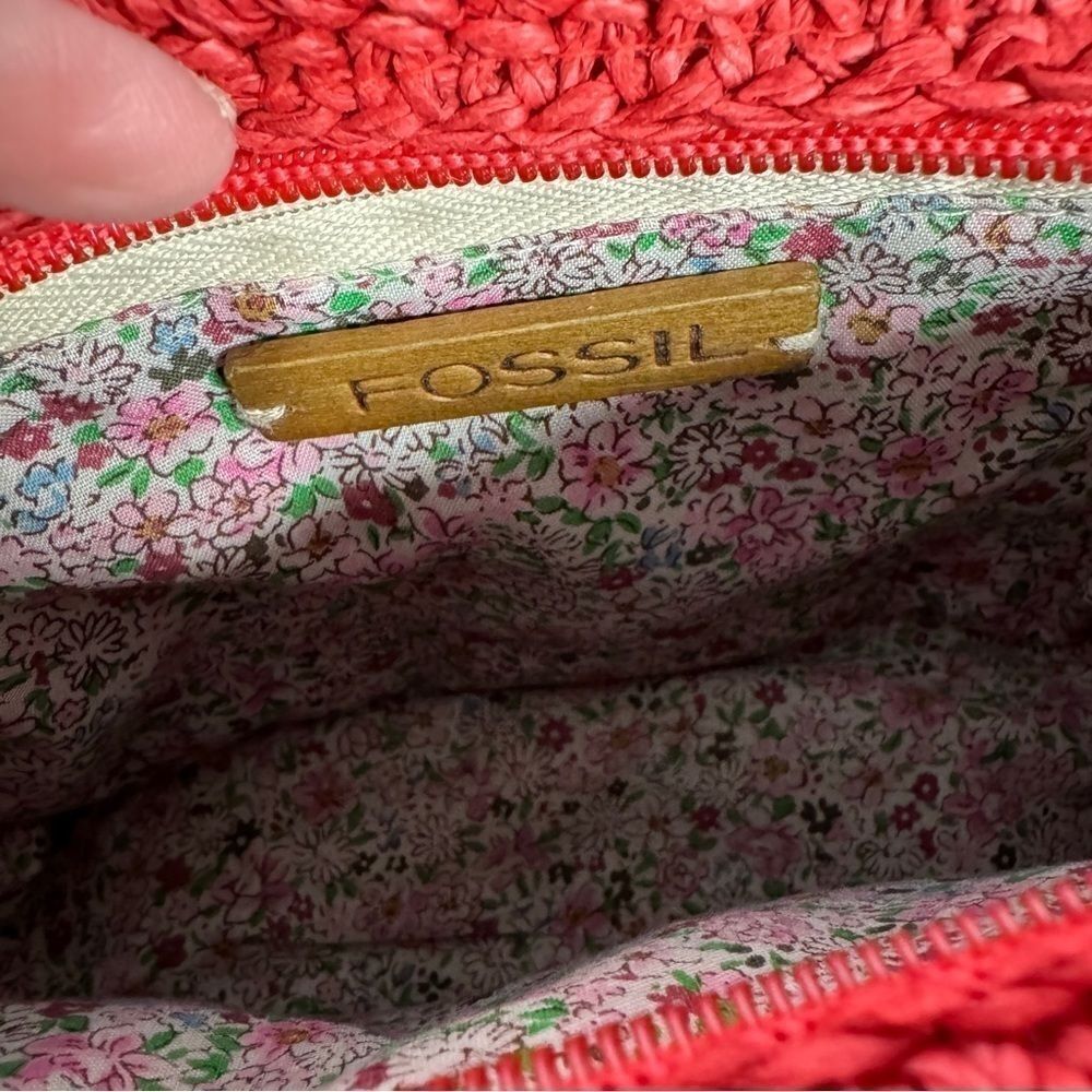 Vintage Fossil Woven Straw Bamboo Handle Tote Bag New Vacation Girly Cute - Picture 15 of 15